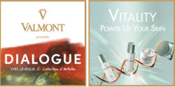 Valmont power up your skin cosmetic bottles,