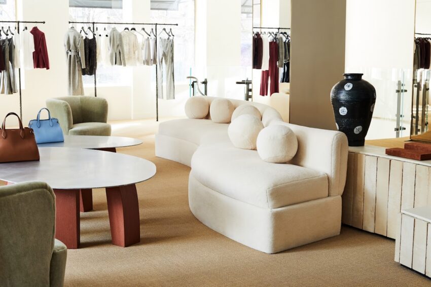 white sofa inside Altuzurra