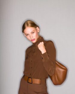 Medium Anna Hobo Bag in Leather by Akris