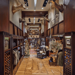 Long hall with coats and other accessories