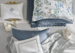 Blue and white linens from House of Matouk