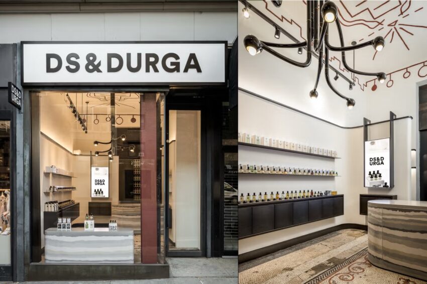 Perfume store exterior and interior view.