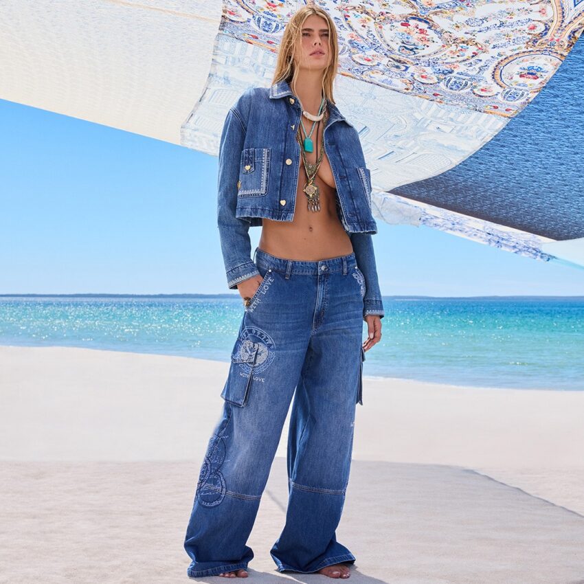Model wearing Camilla denim