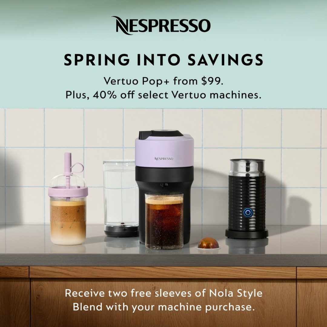 Nespesso Vertua machine and iced coffe