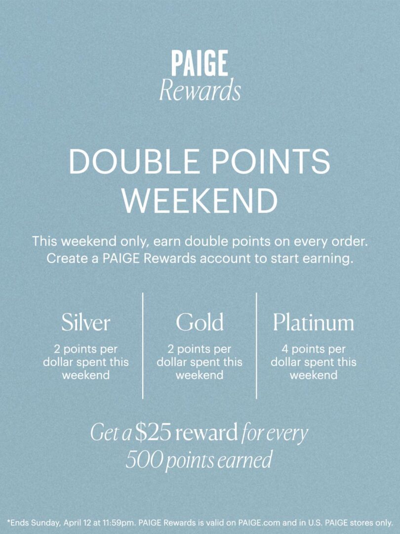 Invitation to Paige denim rewards points