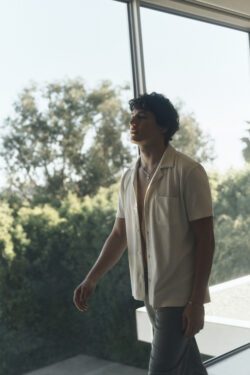 Male model wearing Paige shirt