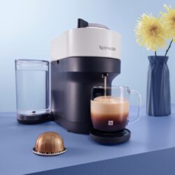 NESPRESSO Virtuo pop+ coffee machine, mug of coffee