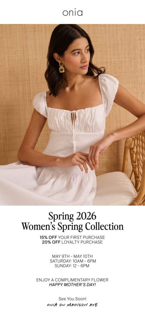 model wearing ONIA white dress