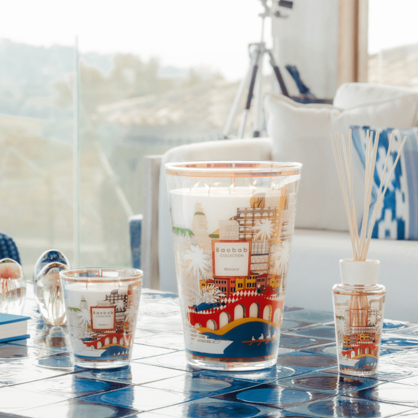 Baobab candles on coffee table