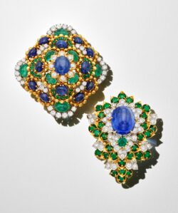 David Webb earrings with sapphires and emeralds