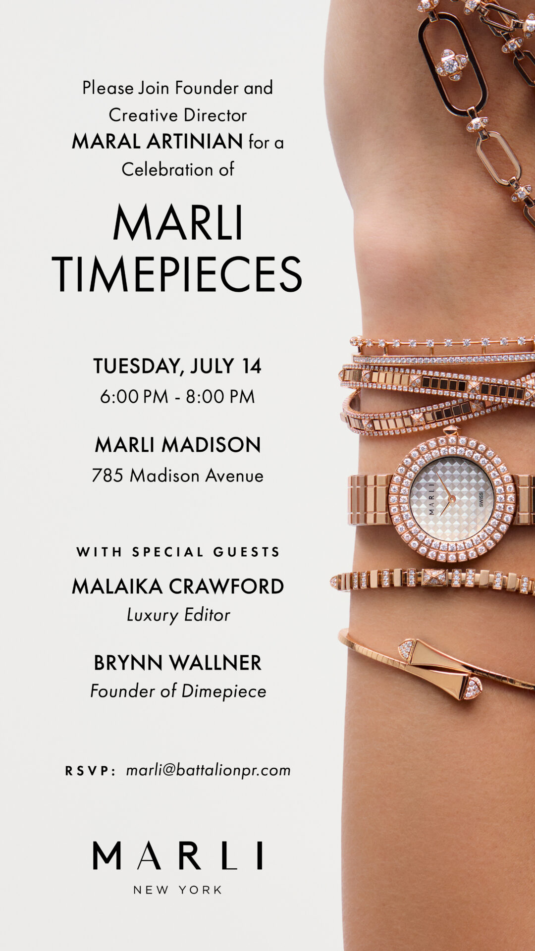 female hand with Marli watches