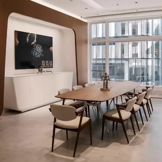 long table and chairs at MB&F Lounge NYC