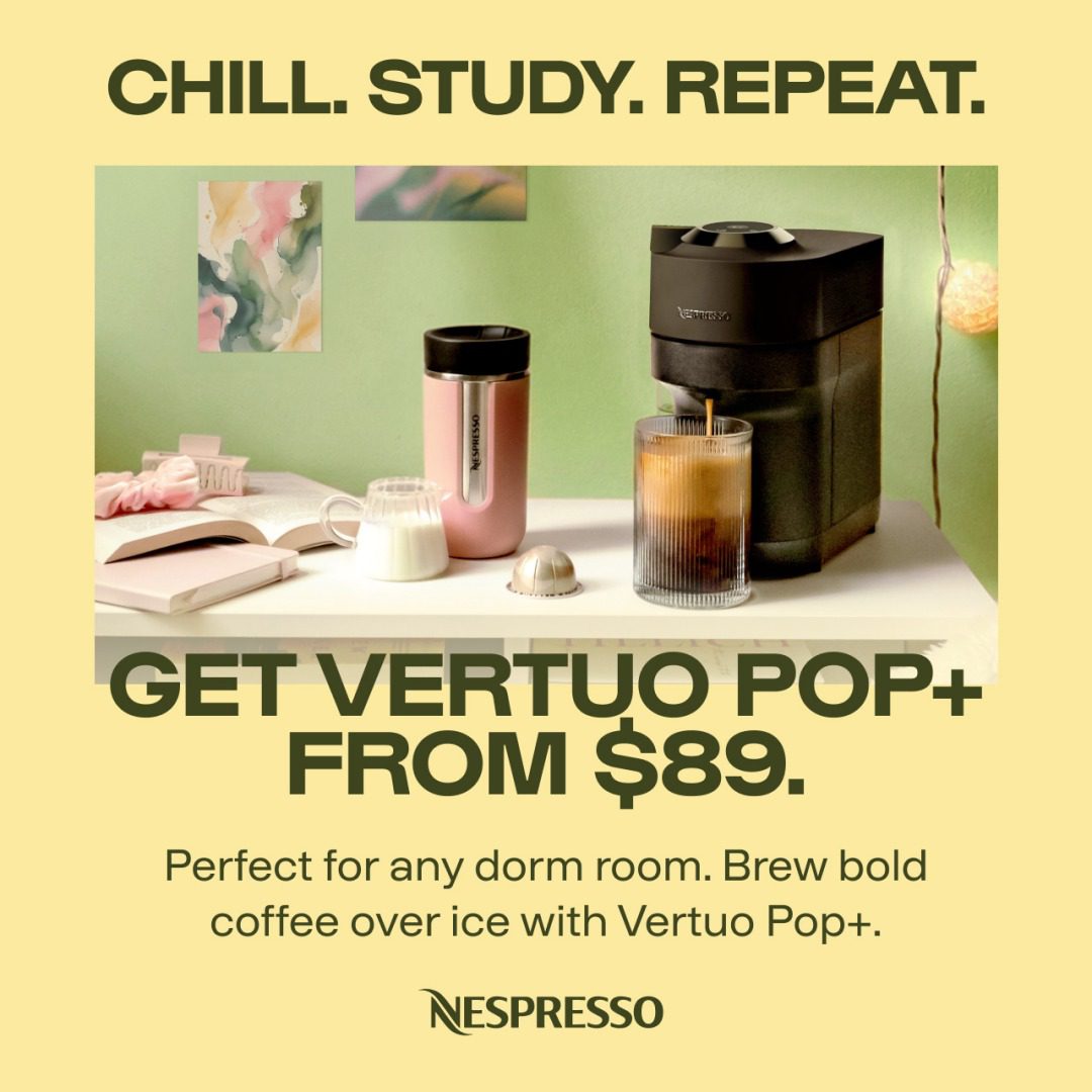 Nespresso Pop+ machine and coffee cup