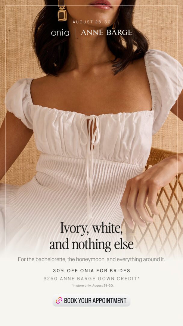 Model wearing white ONIA dress